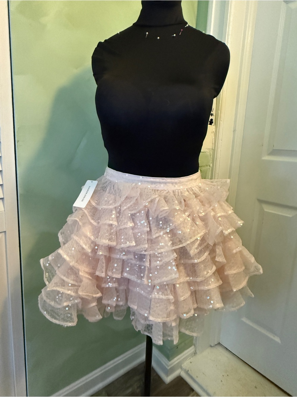 NWT Selkie Blush Pink Le Petit Chou Tutu Sequin Ruffle Mini Skirt